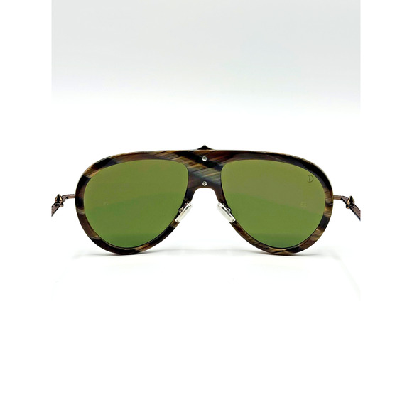 Louboutin Sunglasses Greggo LB0004 62N Brown Horn Aviator Frame Green Lens 61mm main image 14
